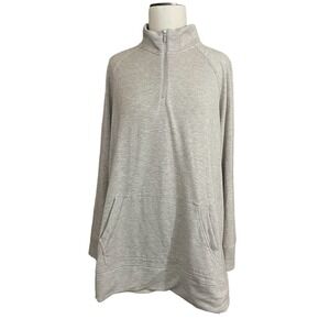 J. Jill Fit Womens XL 1/4 Zip Pullover Workout Top Soft Lining Beige Space Dyed